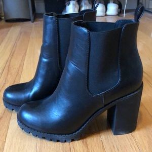 Black platform booties